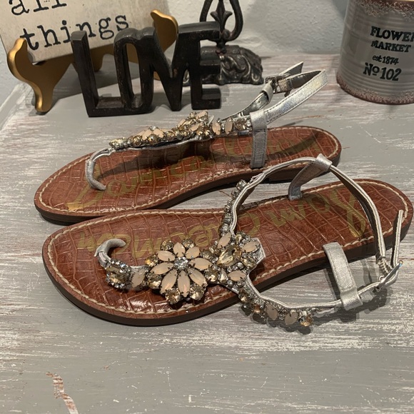 Sam Edelman silver ‘Lea’ Rhinestone ankle strap sandals 7M - Picture 8 of 11